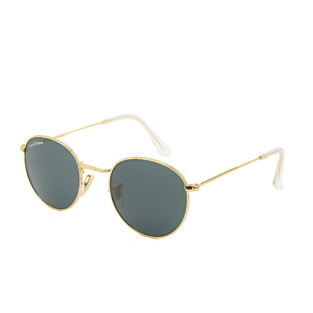Mezage Round Black-Gold Sunglasses